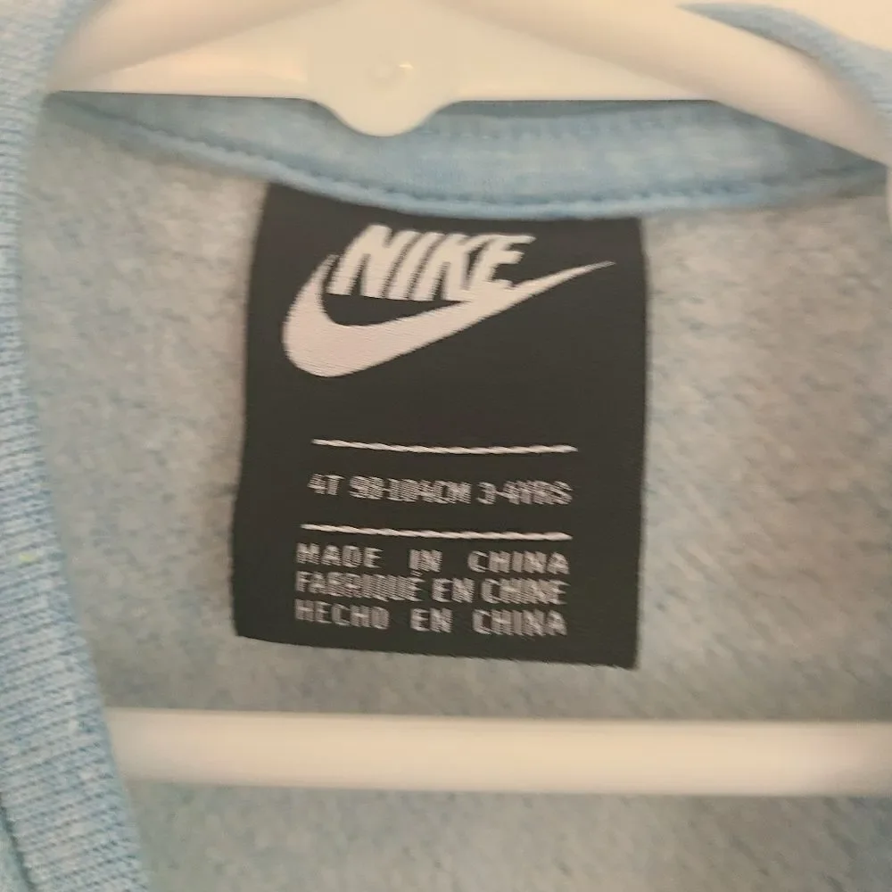 Nike Athletic Dress Kangaroo Pocket Girls Large Blue White Fleece Blend …